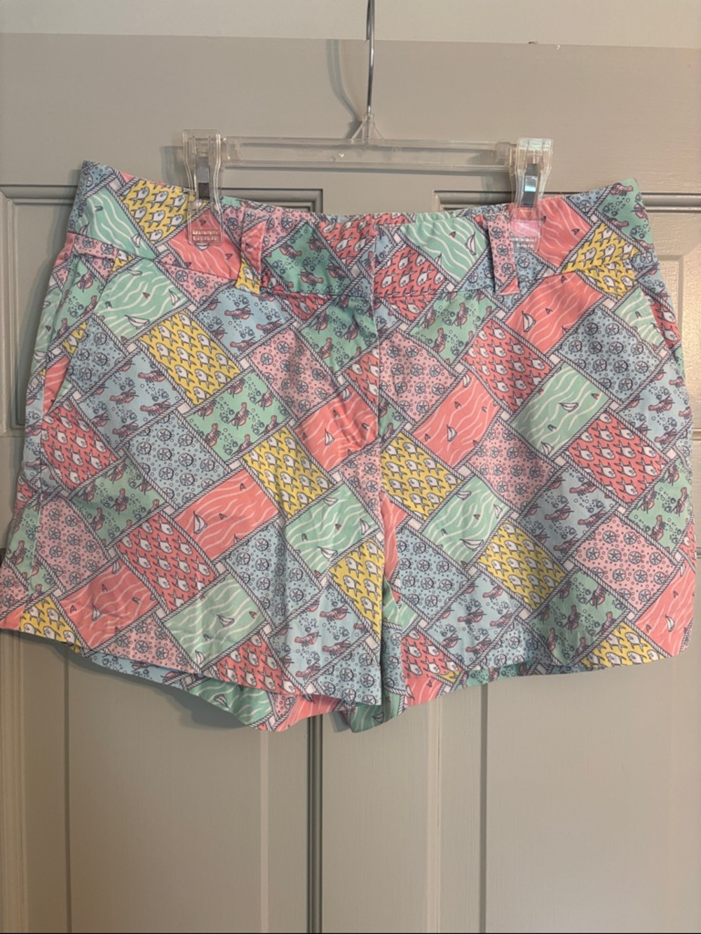Vineyard Vines Size 8 Pastel Patchwork Ocean Fish Boat Summer Print Shorts